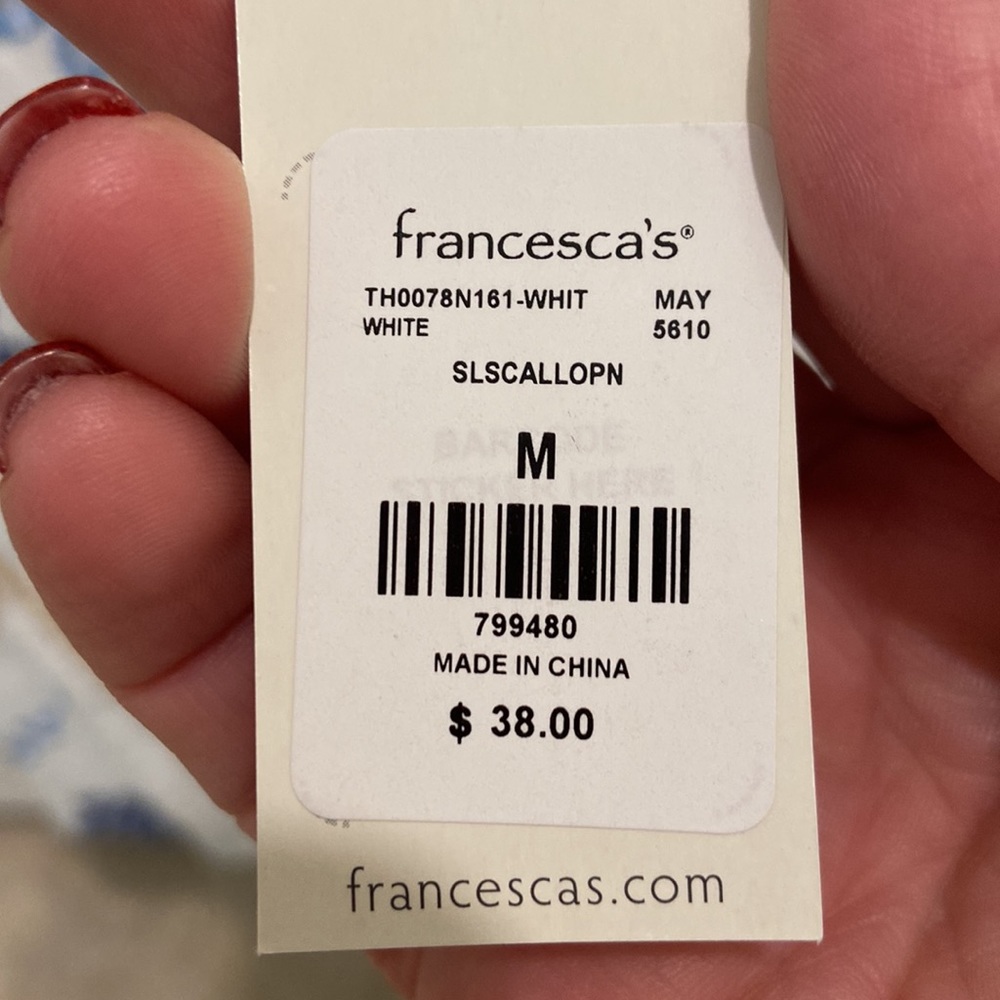 Francesca’s beautiful white, cotton, strappy top. Never been worn. NWT - Picture 5 of 5
